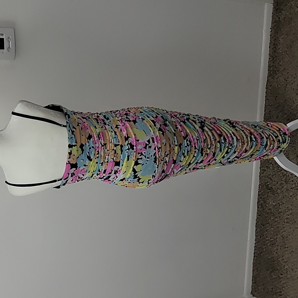 ARFM Ruched Mesh Midi Slipdress in Sky Floral Size Large NWT - Picture 6 of 15